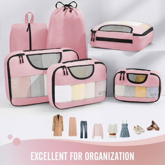 Veken Pink 6-Piece Packing Cubes Set - Extra Large, Large, Medium, Small - Picture 2 of 15